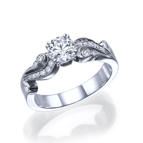 טבעת יהלומים "ג'ני" בעיצוב וינטאג' 0.71 קראט זהב לבן