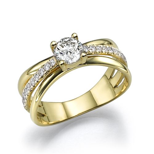 טבעת אירוסין זהב צהוב  "קמרון" 1.10 קראט F/SI1