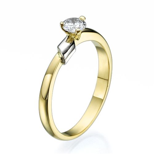 טבעת אירוסין זהב צהוב "קרוליין" 0.21 קראט F/SI1