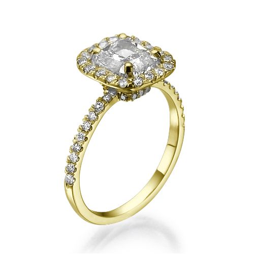 טבעת יהלום זהב צהוב בחיתוך "קושיין" 1.51 קראט
