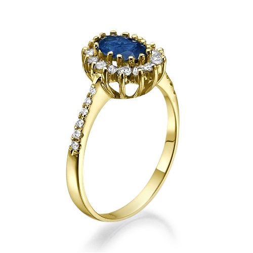 טבעת יהלומים זהב צהוב "דיאנה" בשיבוץ יהלומי צד