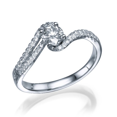 טבעת אירוסין סנדרה זהב לבן בעיצוב יוקרתי