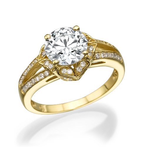 טבעת יהלומים זהב צהוב "גבריאלה" בעיצוב וינטאג
