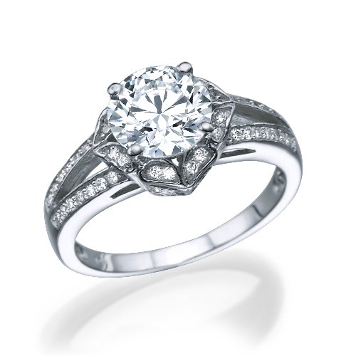 טבעת אירוסין זהב לבן "גבריאלה" בעיצוב וינטאג'