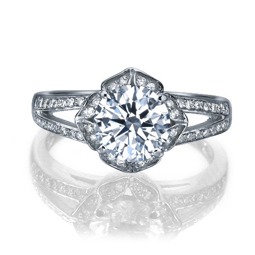 טבעת אירוסין זהב לבן "גבריאלה" בעיצוב וינטאג