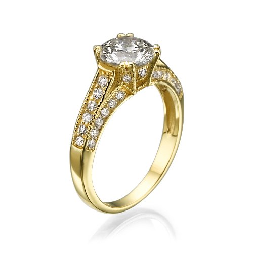 טבעת יהלומים זהב צהוב "יסמין" 2.01 קראט