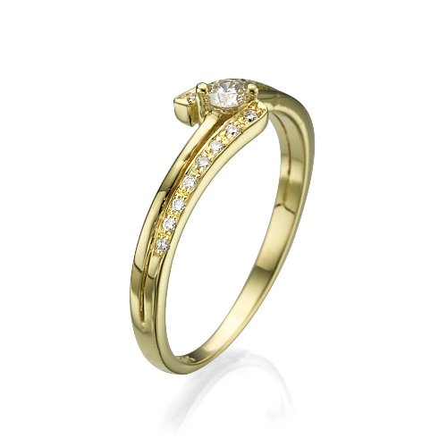 טבעת אירוסין "אלבינה" זהב צהוב 0.41 קראט יהלומים
