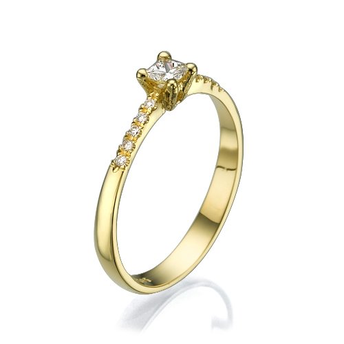 טבעת אירוסין "לוסי" 0.25 קראט זהב צהוב בעיצוב קלאסי 