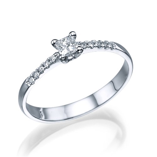 טבעת אירוסין "לוסי" 0.25 קראט זהב לבן בעיצוב קלאסי