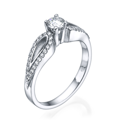 טבעת אירוסין מעוצבת "פרפר" 0.76 קראט זהב לבן 