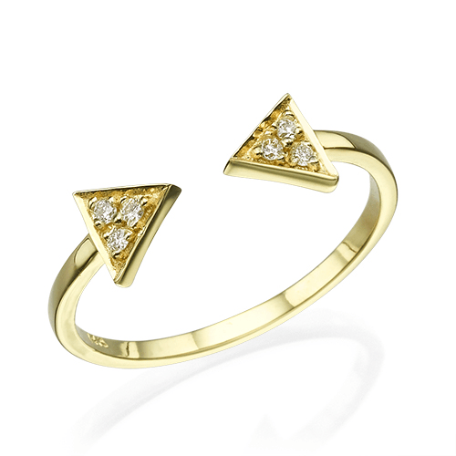טבעת יהלומים "חיצים" זהב צהוב 0.10 קראט