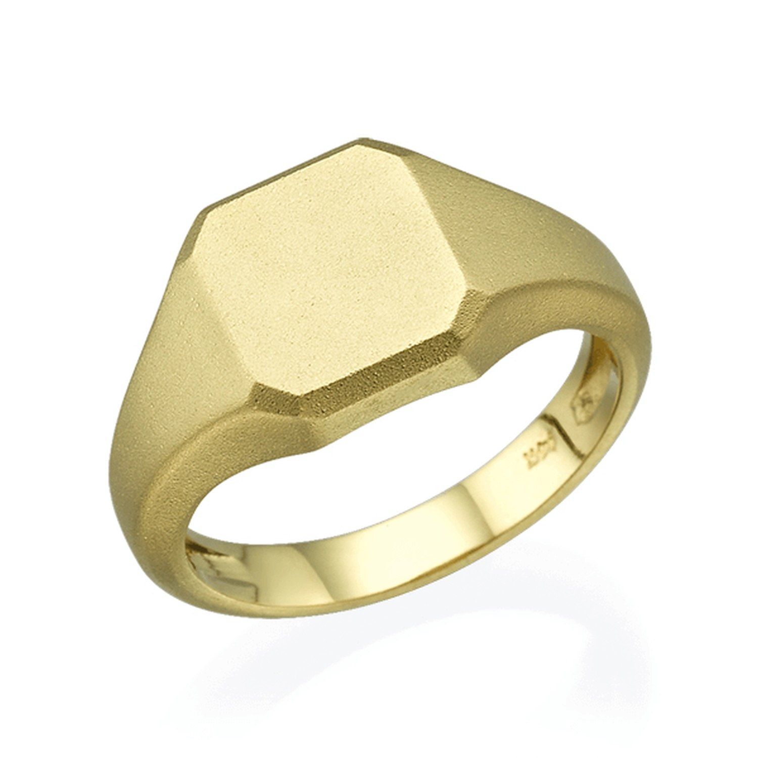 טבעת חותם זהב צהוב מט