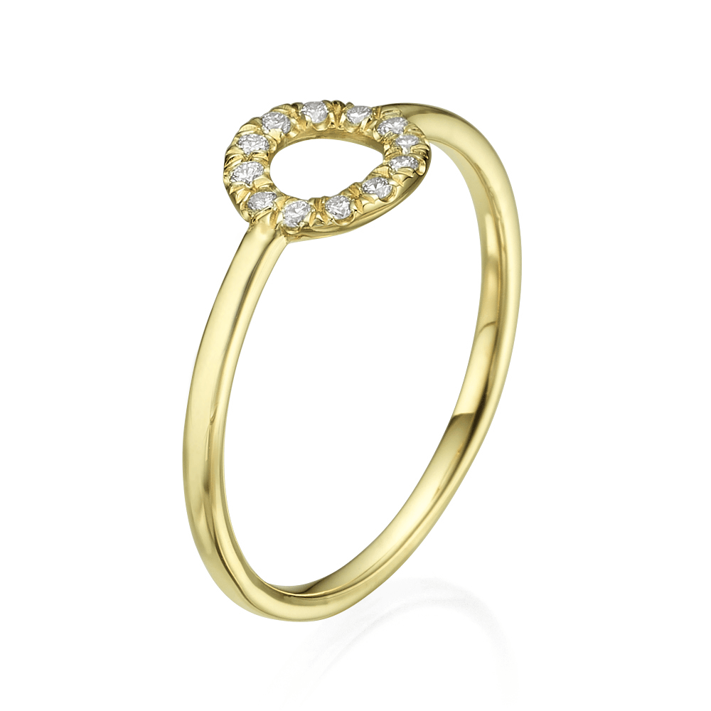 טבעת יהלומים "מעגל החיים" 0.15 קראט זהב צהוב