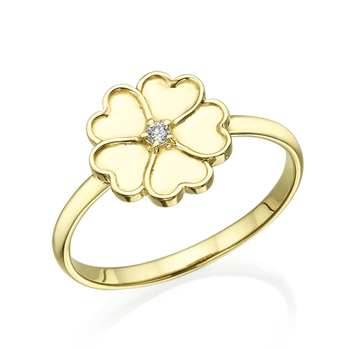 טבעת לב פרח צהוב