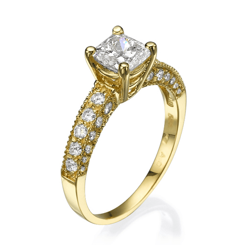 טבעת יהלומים זהב צהוב "אווה-פרינסס" 1.78 קראט
