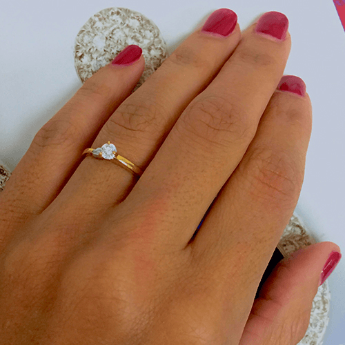 טבעת אירוסין זהב צהוב "קרוליין" 0.21 קראט F/SI1