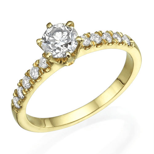 טבעת יהלומים "יולי משובצת" 0.75 קראט זהב צהוב