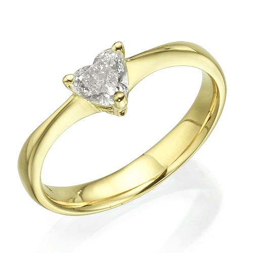 טבעת אירוסים "לב" 0.41 קראט SI1 זהב צהוב