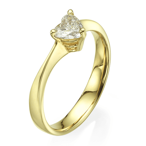טבעת אירוסים "לב" 0.41 קראט SI1 זהב צהוב