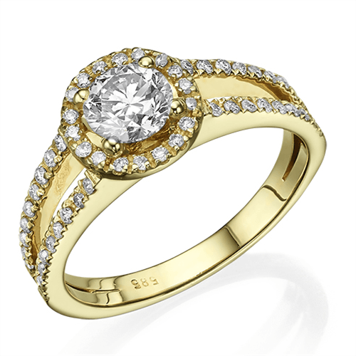 טבעת אירוסין "שאנל" זהב צהוב בשיבוץ 1.11 קראט