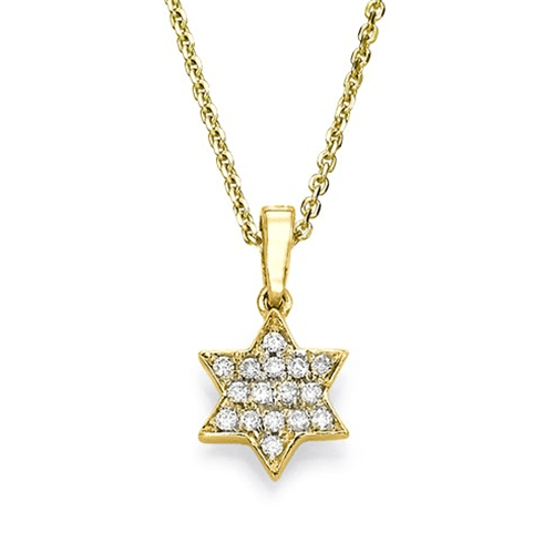 תליון יהלומים מגן דוד 0.15 קראט על שרשרת זהב