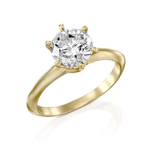 טבעת יהלום "קנדל" מזהב צהוב המשובצת יהלום במשקל 1 קראט 100% טבעי