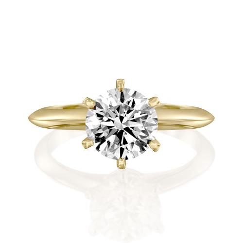 טבעת יהלום "קנדל" מזהב צהוב המשובצת יהלום במשקל 1 קראט 100% טבעי